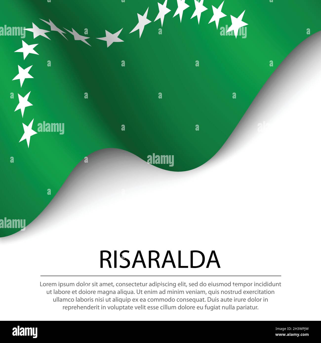 Waving flag of Risaralda is a region of Colombia on white background ...