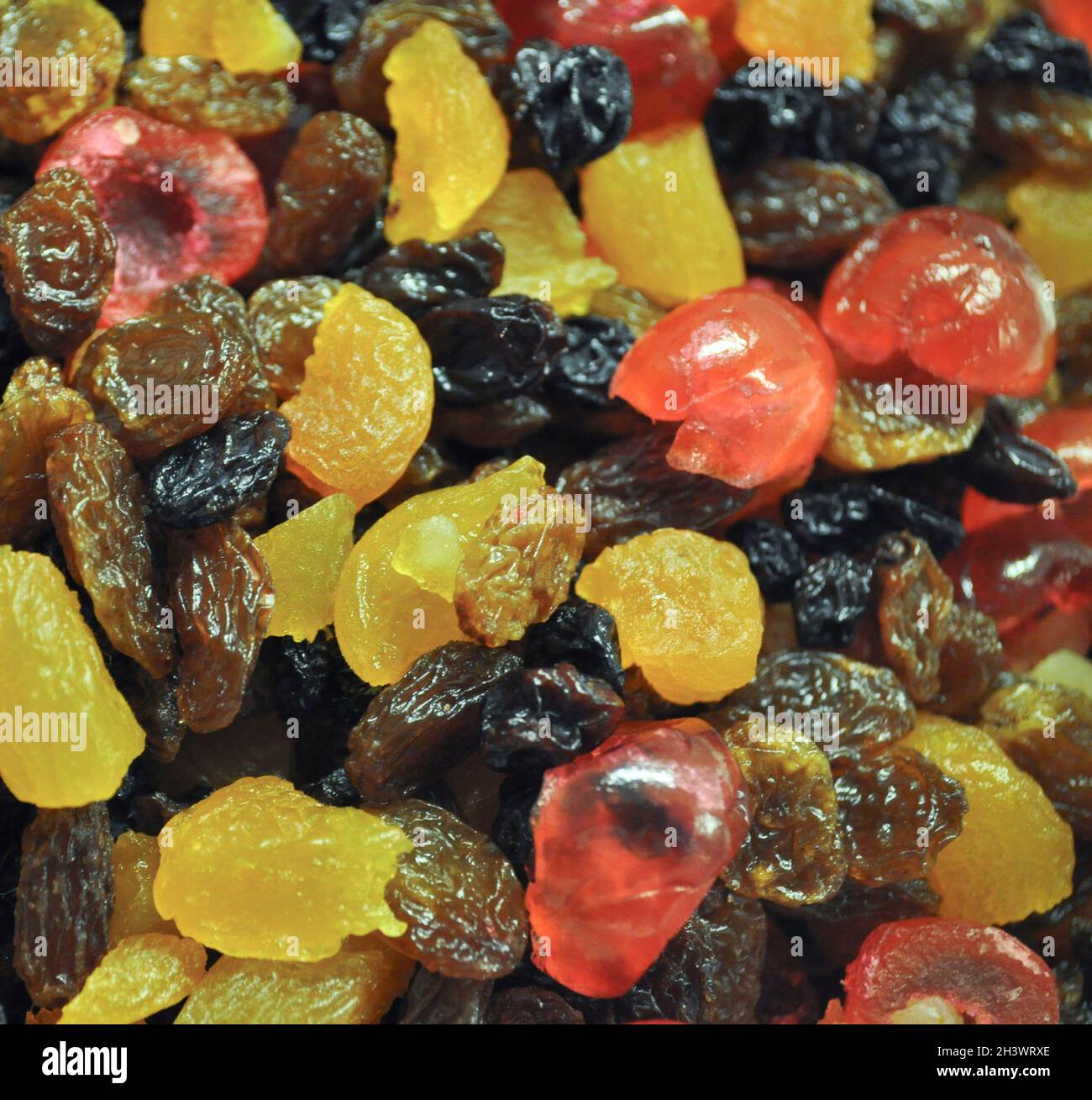 Background of assorted dried fruit soaked in brandy for a Christmas cake Stock Photo