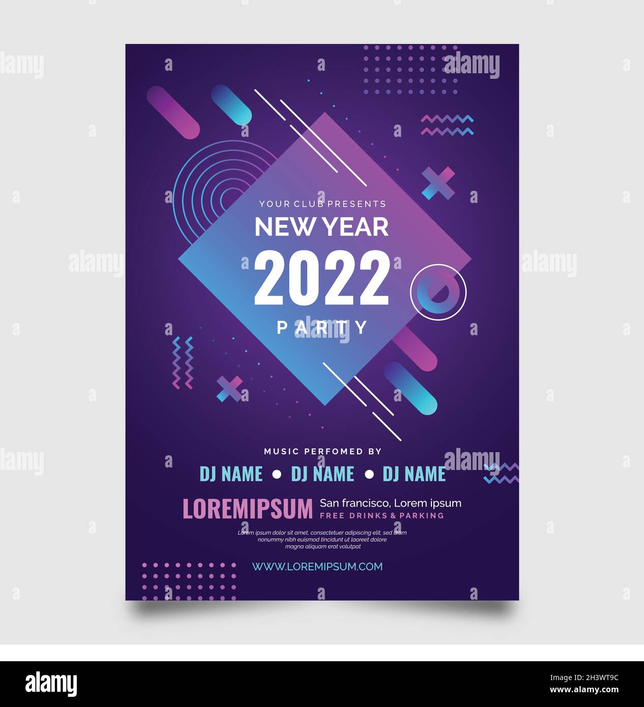 abstract new year 2022 party flyer template vector design illustration ...