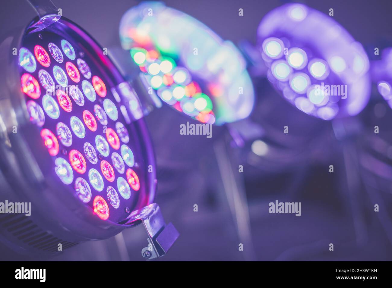 Colorful LED spots at a party, lighting Stock Photo - Alamy