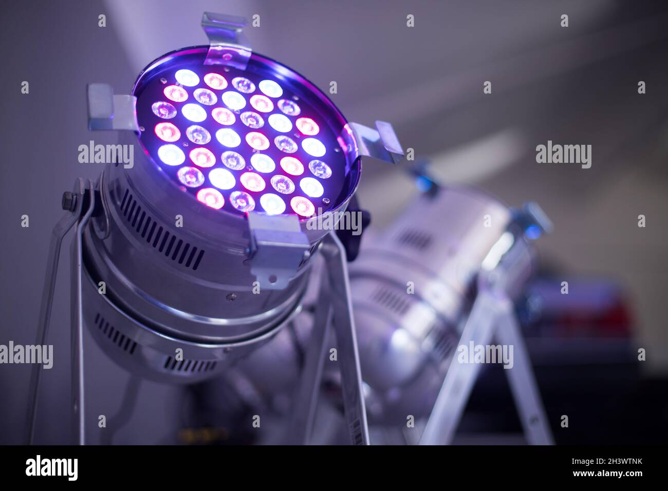Colorful LED spots at a party, lighting Stock Photo - Alamy