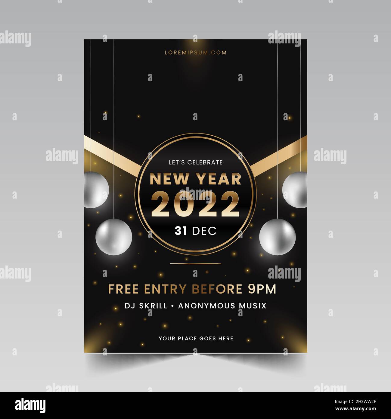 new year 2022 party flyer template with champagne glasses vector design ...