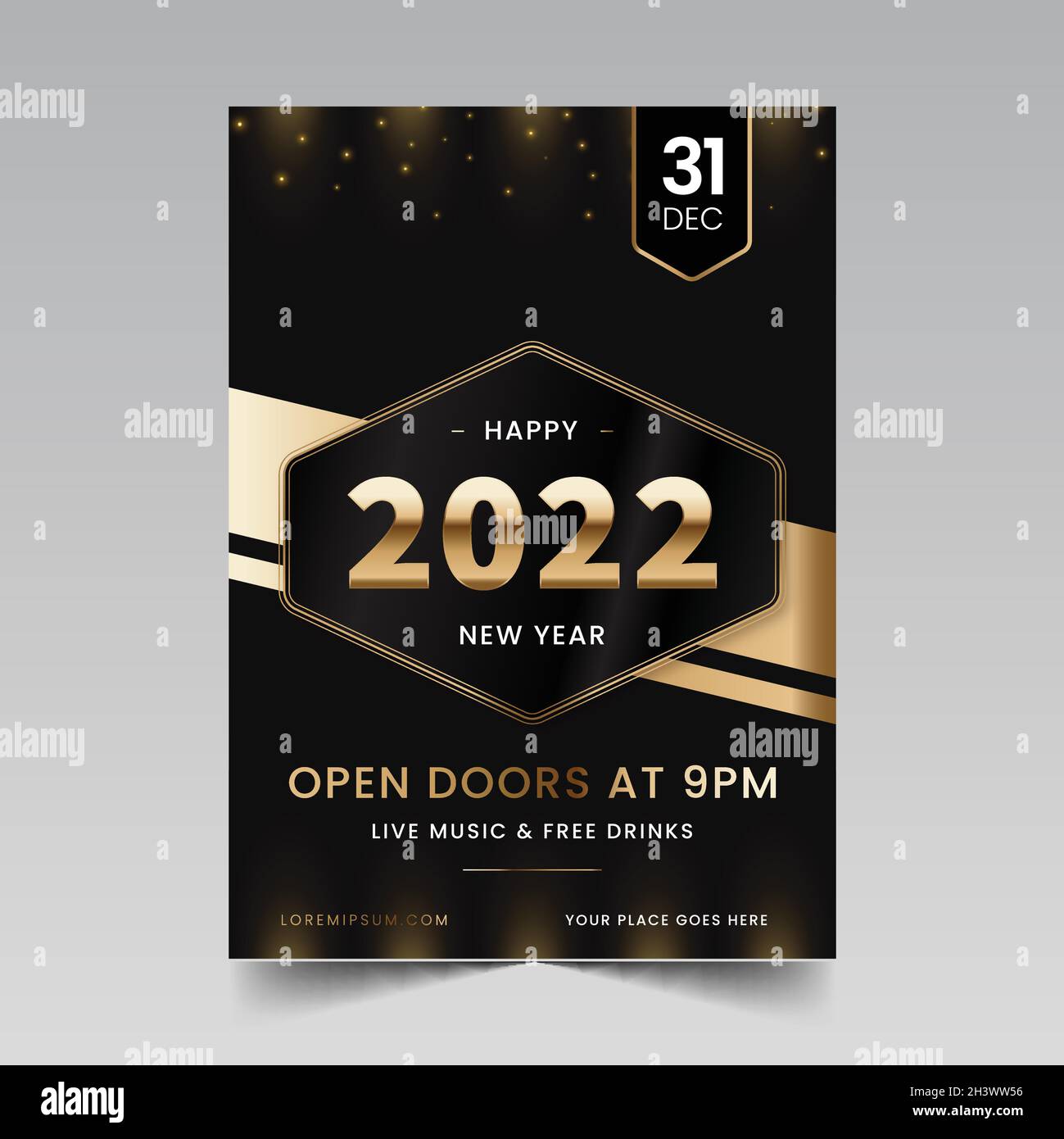 new year 2022 party flyer template vector design illustration Stock ...