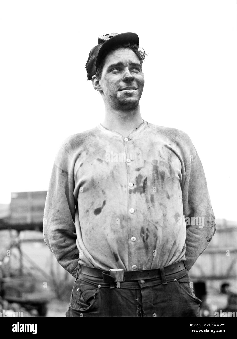 Young Miner who is also a Farm Laborer, near Falls Creek, Pennsylvania, USA, Jack Delano, U.S. Farm Security Administration, U.S. Office of War Information Photograph Collection, August 1940 Stock Photo