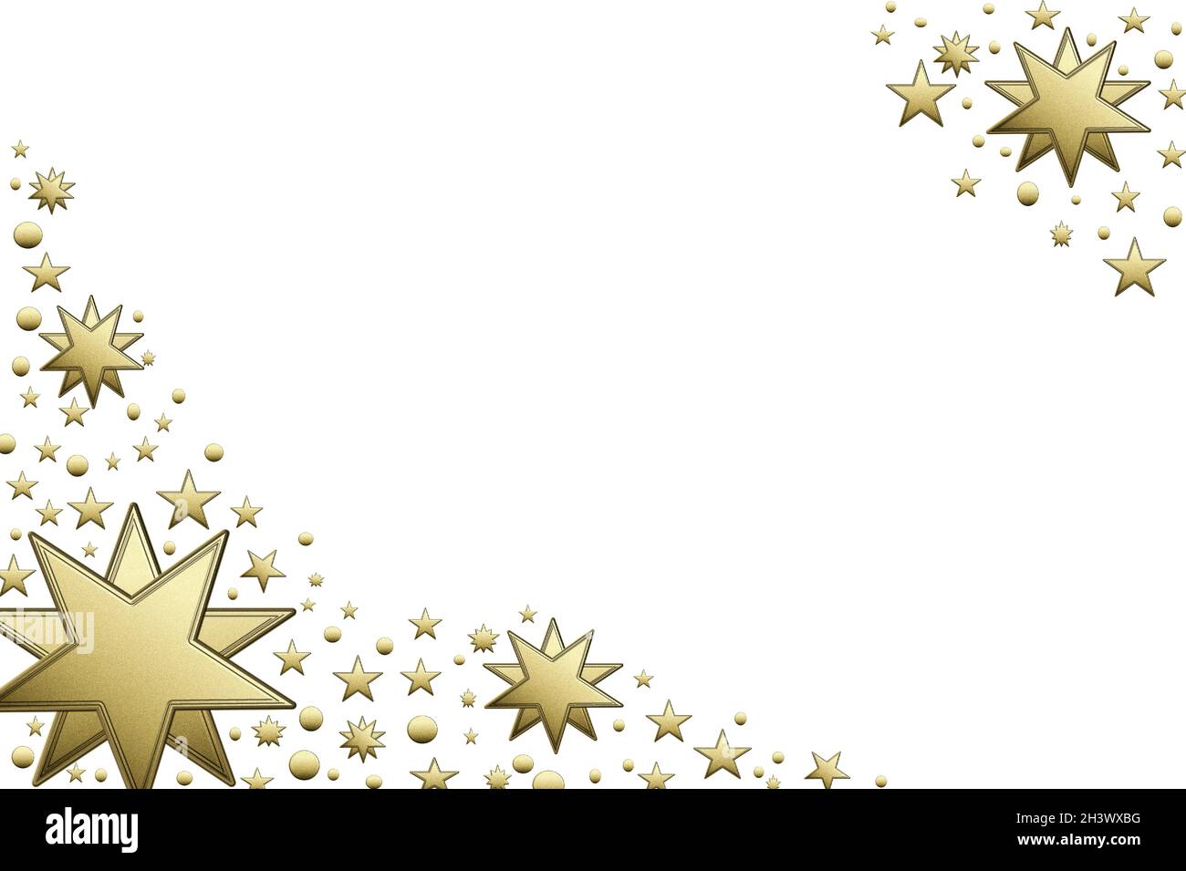 Gold stars on white background, vector illustration with copy space ...