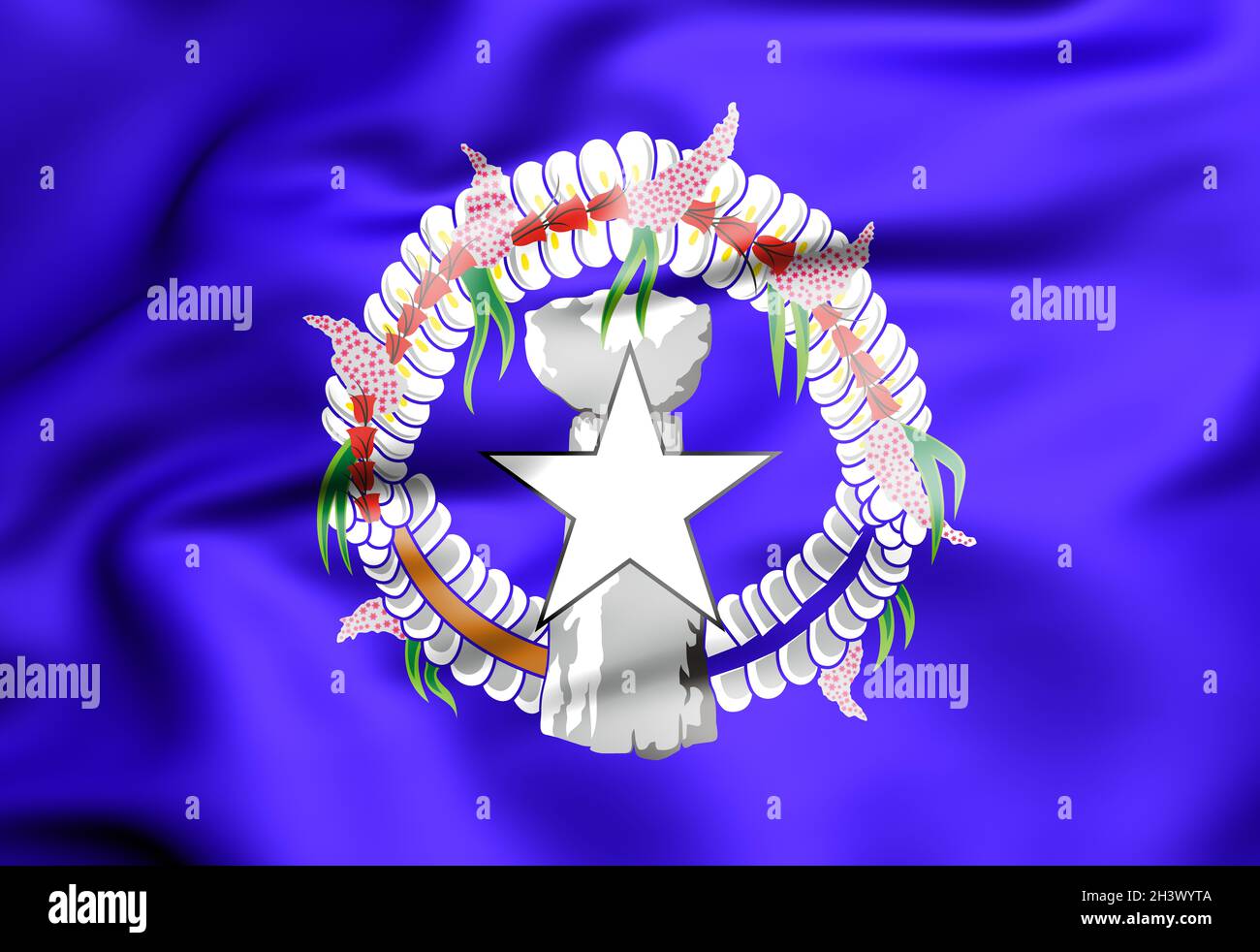 3D Flag of Northern Mariana Islands. 3D Illustration. Stock Photo
