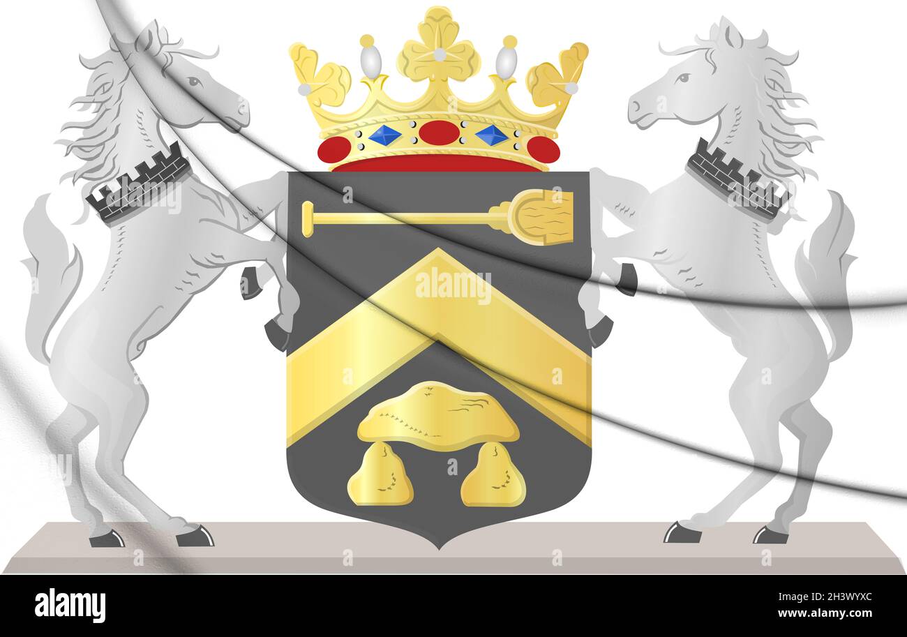 3D Borger-Odoorn coat of arms (Drenthe), Netherlands. 3D Illustration. Stock Photo