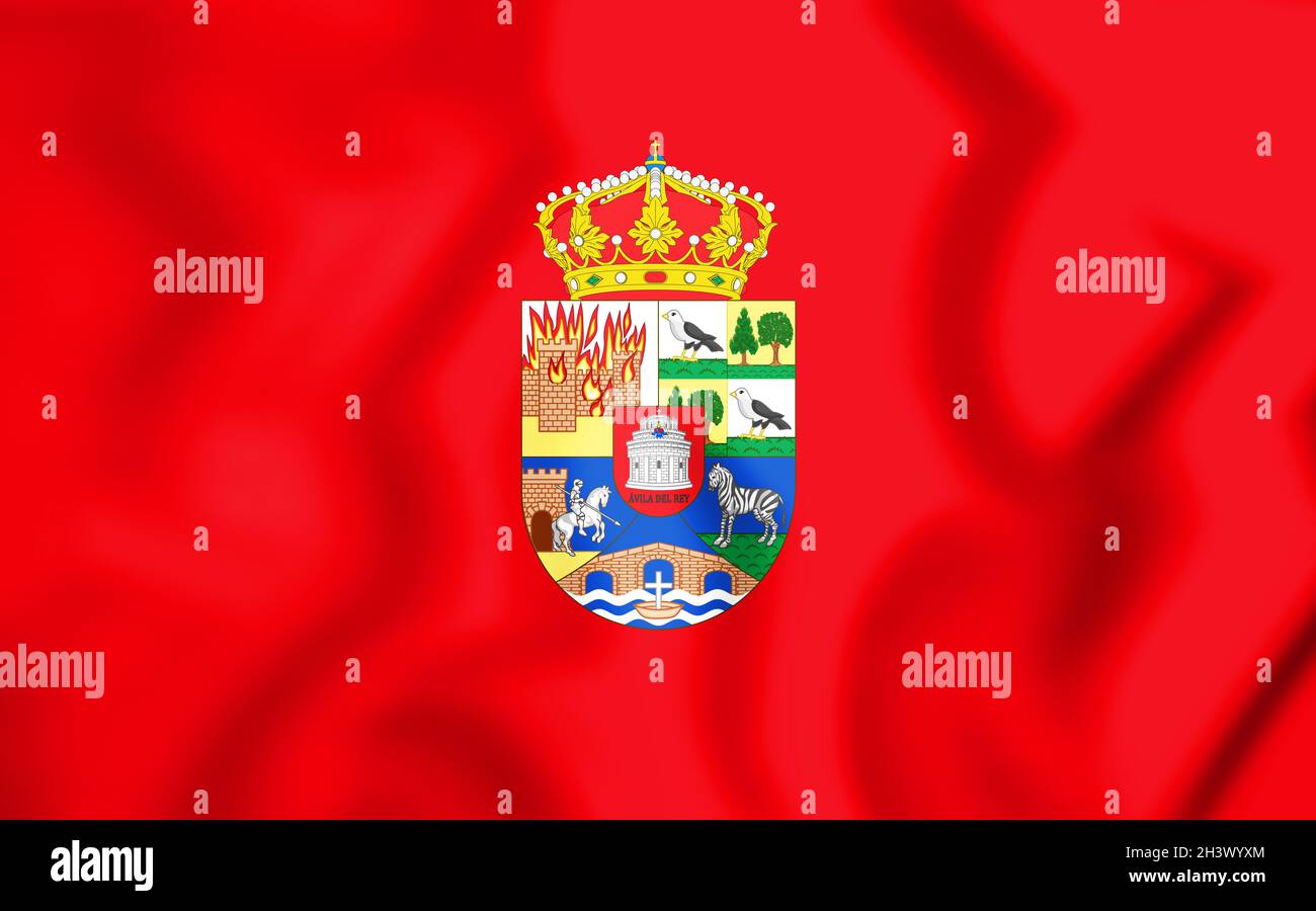 3D Flag of Avila province (Castile and Leon), Spain. 3D Illustration