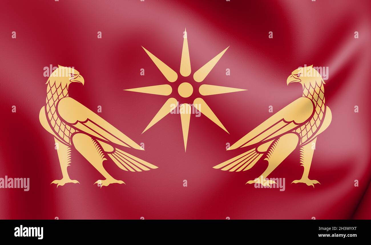 3D Flag of Artaxiad dynasty. 3D Illustration. Stock Photo