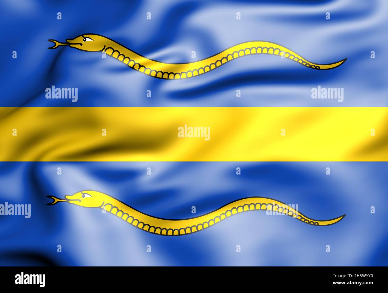 3D Flag of Pijnacker-Nootdorp, South Holland, Netherlands. 3D Illustration. Stock Photo
