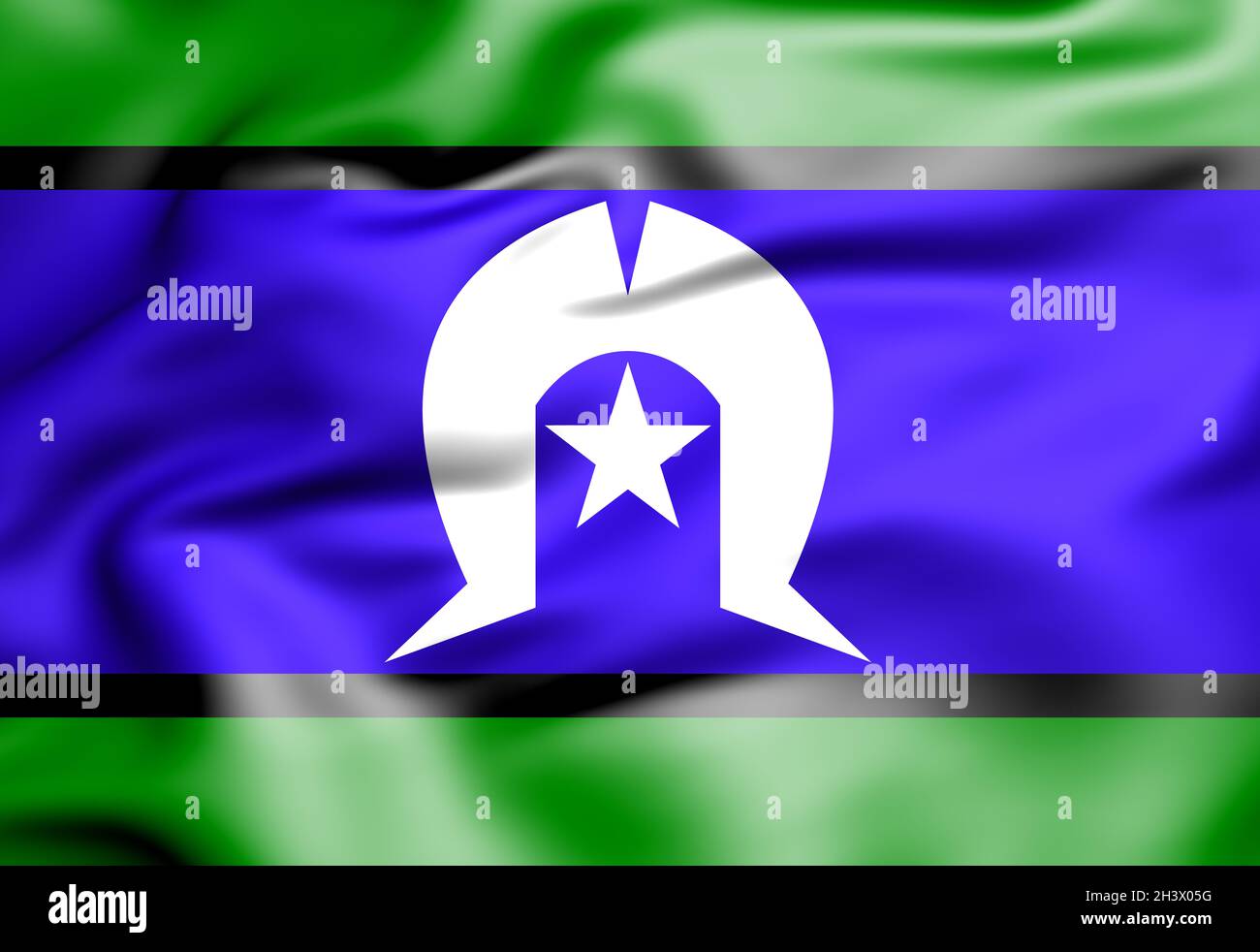 3D Flag of Torres Strait Islanders. 3D Illustration. Stock Photo