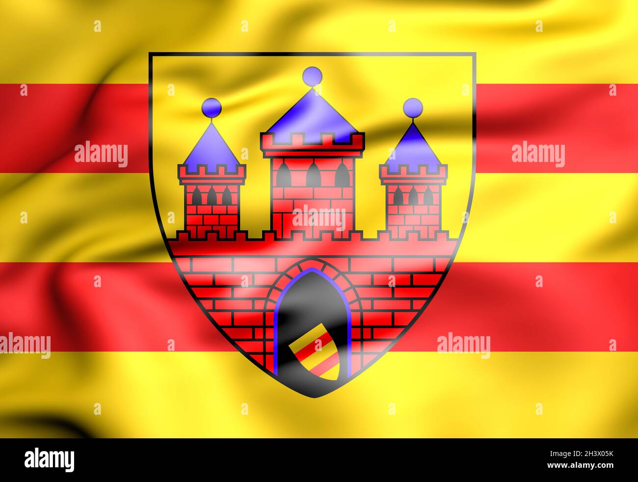 3D Flag of Oldenburg (Lower Saxony), Germany. 3D Illustration. Stock Photo