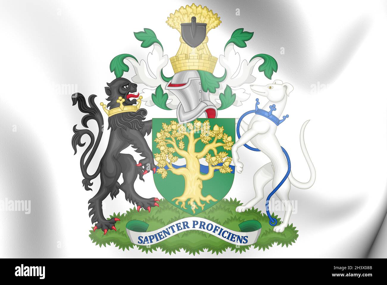 3D Nottinghamshire county coat of arms, England. 3D Illustration. Stock Photo