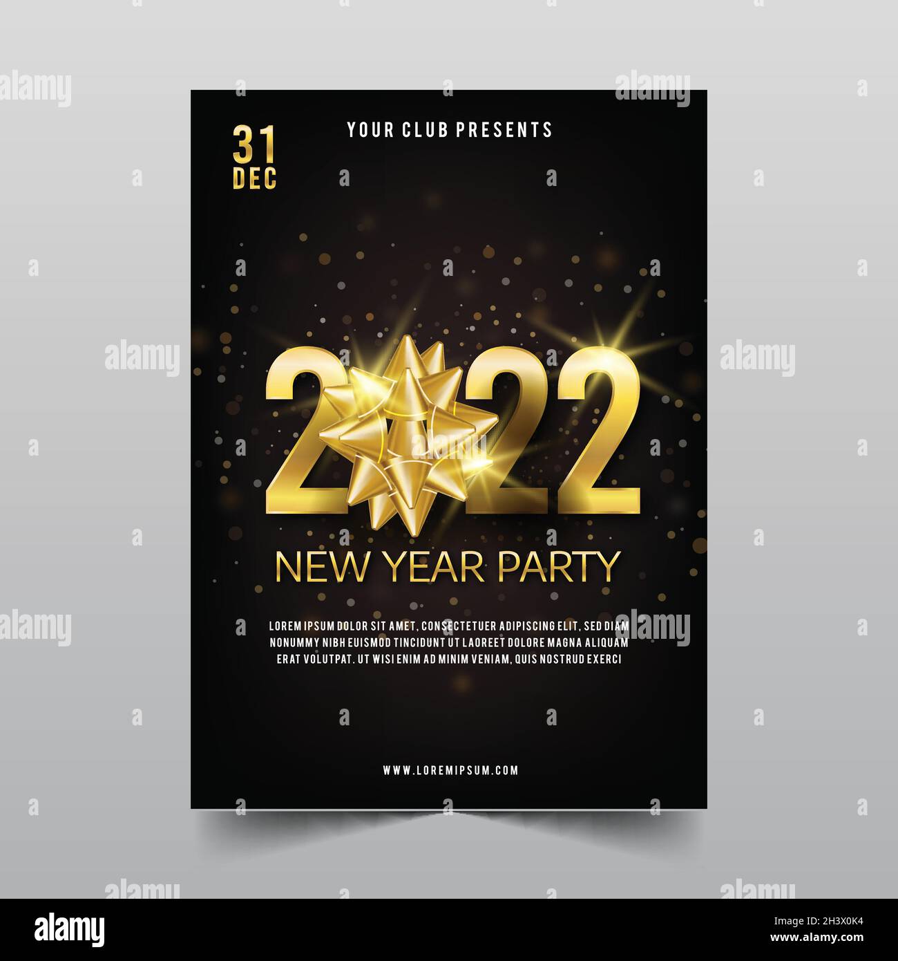 golden new year 2022 party poster template vector design illustration ...