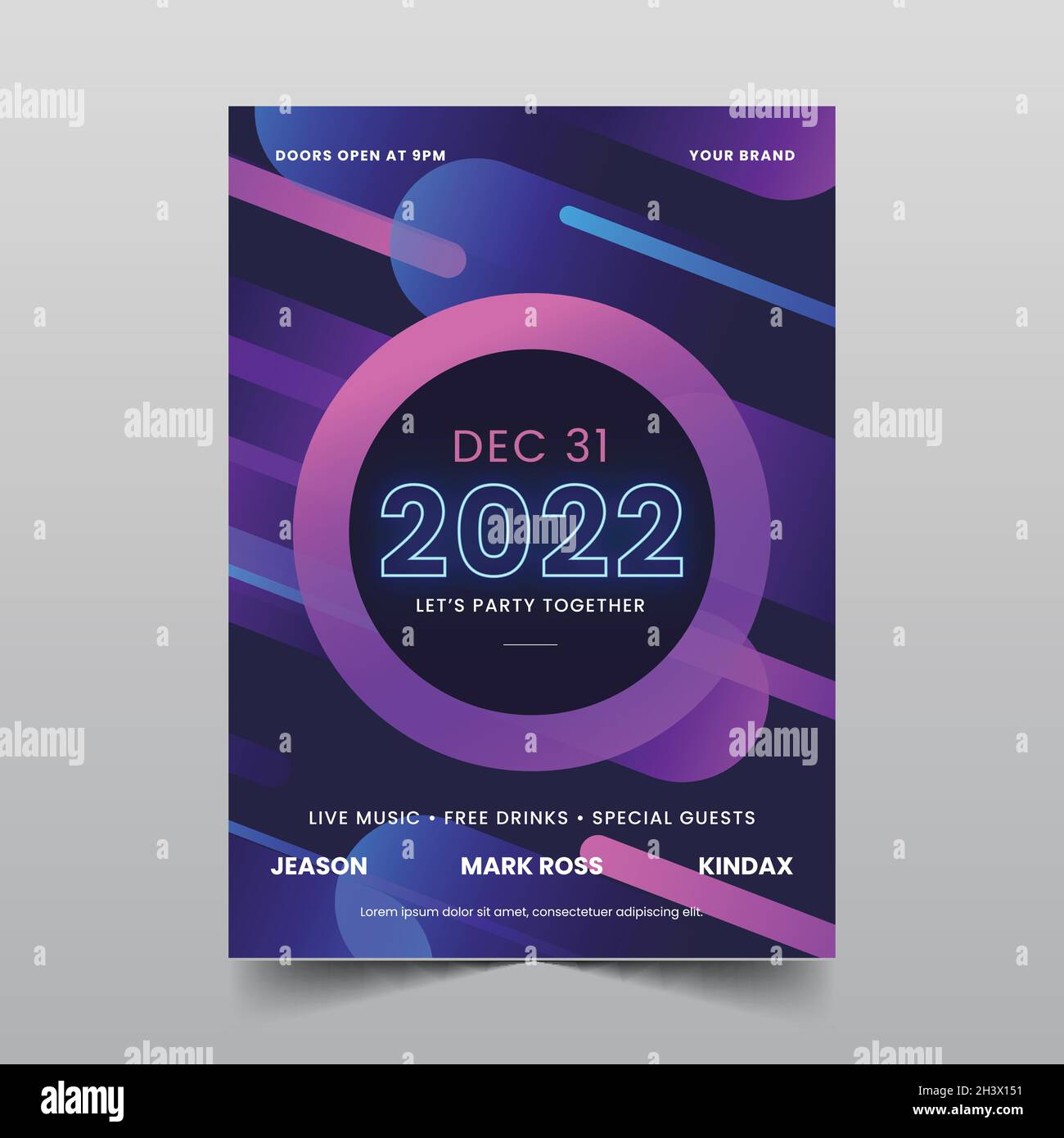 abstract new year 2022 party flyer template vector design illustration ...