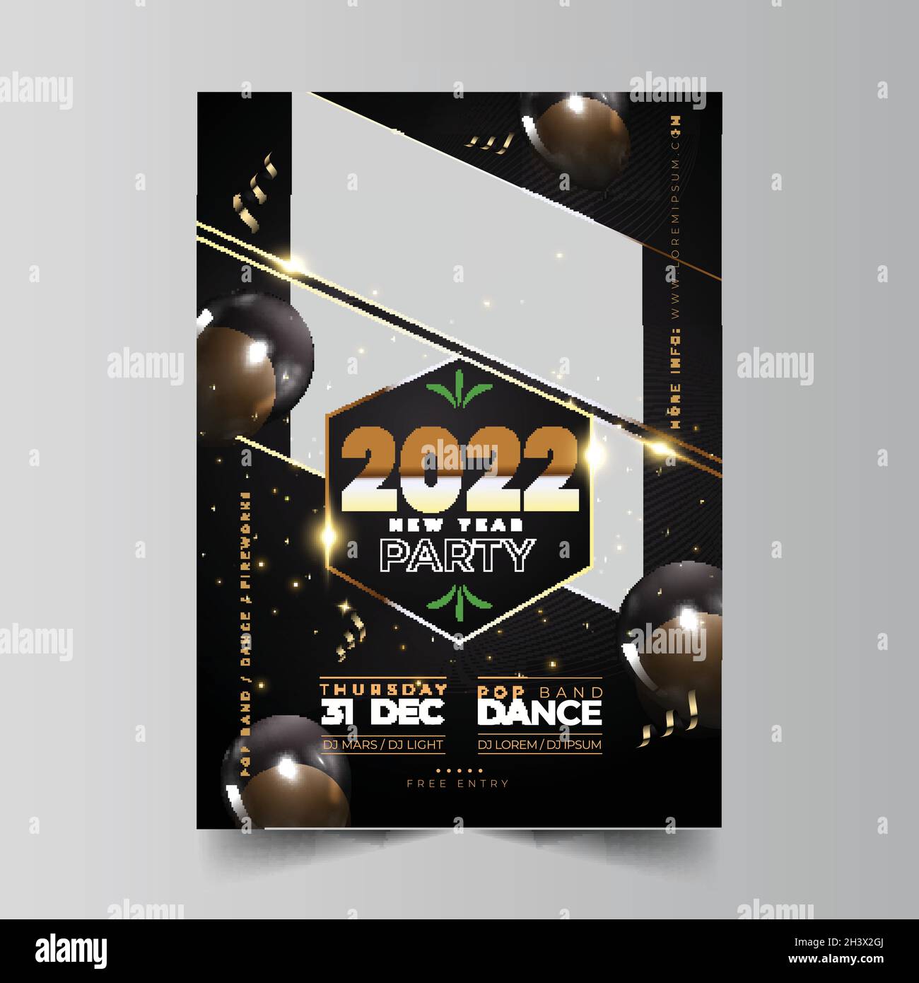 new year 2022 party flyer template vector design illustration Stock ...