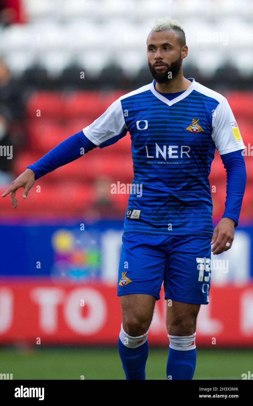 LONDON, UK. OCT 30TH John Bostock of Doncaster points during the Sky Bet League 1 match between Charlton Athletic and Doncaster Rovers at The Valley, London on Saturday 30th October 2021. (Credit: Federico Maranesi | MI News) Credit: MI News & Sport /Alamy Live News Stock Photo