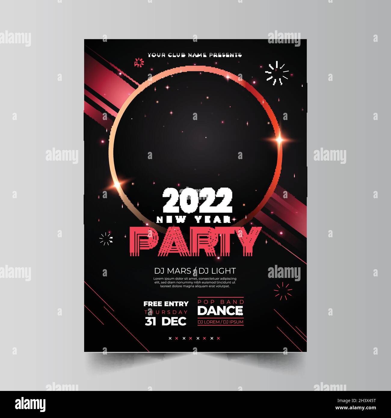 new year 2022 party flyer template vector design illustration Stock ...