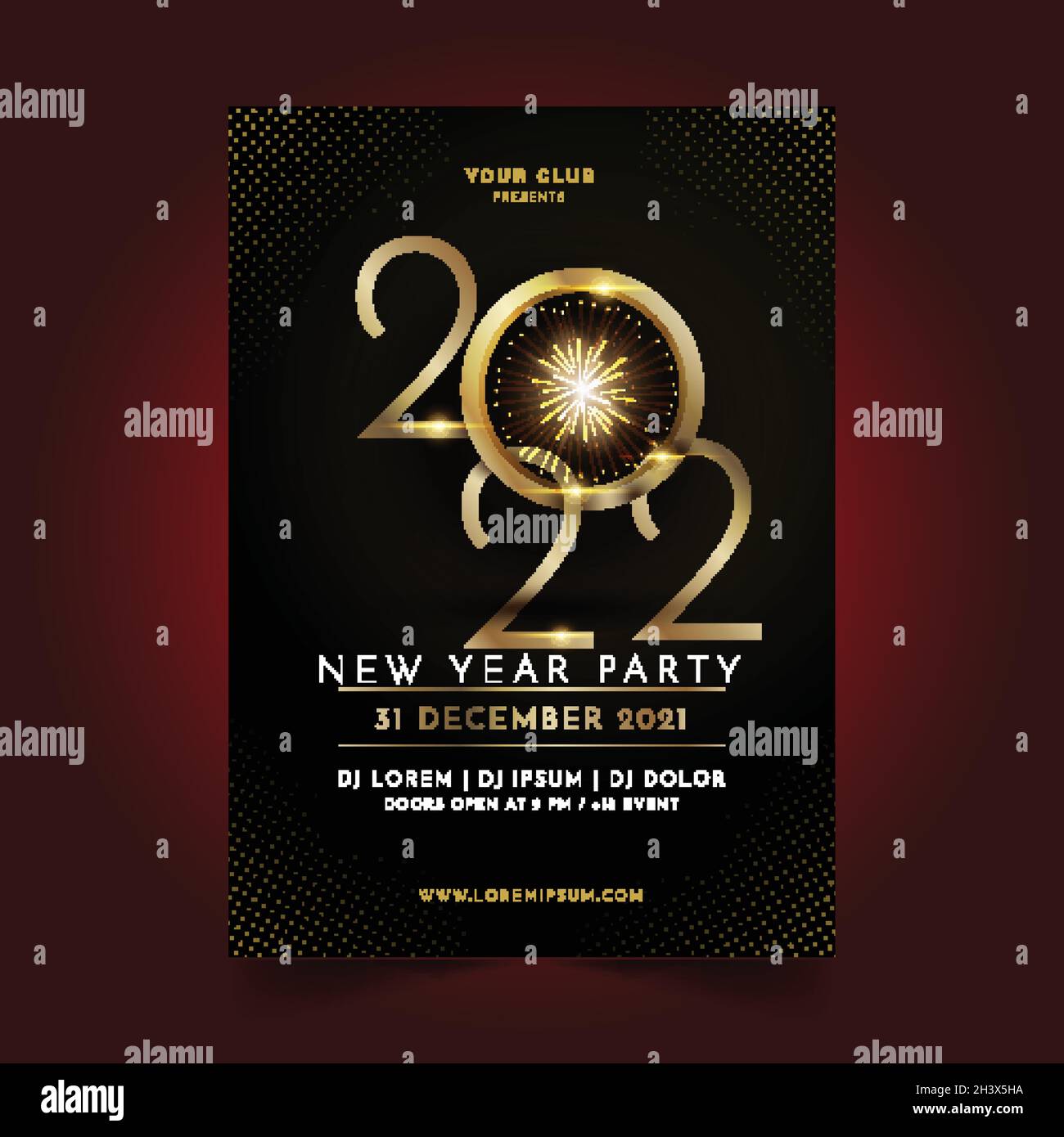 golden new year 2022 party flyer template vector design illustration ...