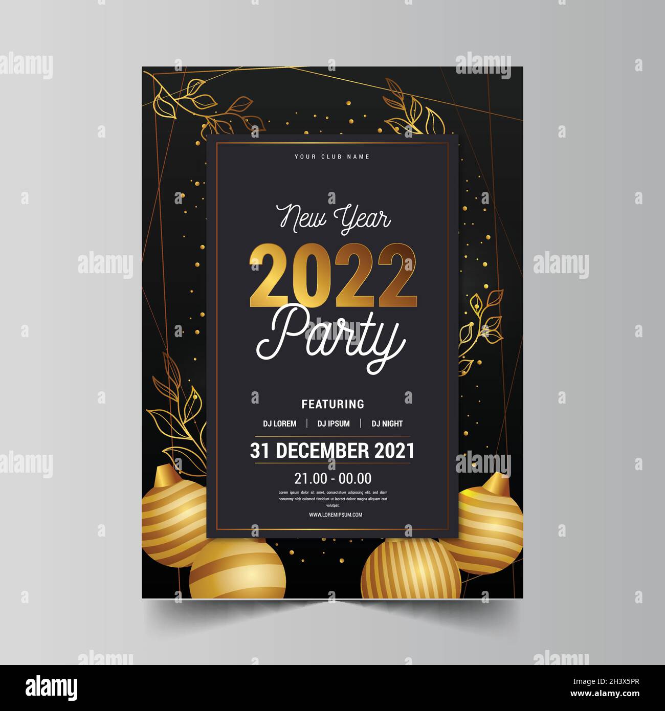 golden new year 2022 party poster template vector design illustration ...