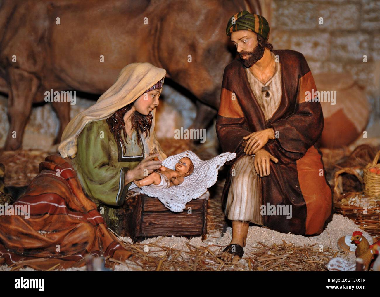 The holy family nativity scene Stock Photo Alamy