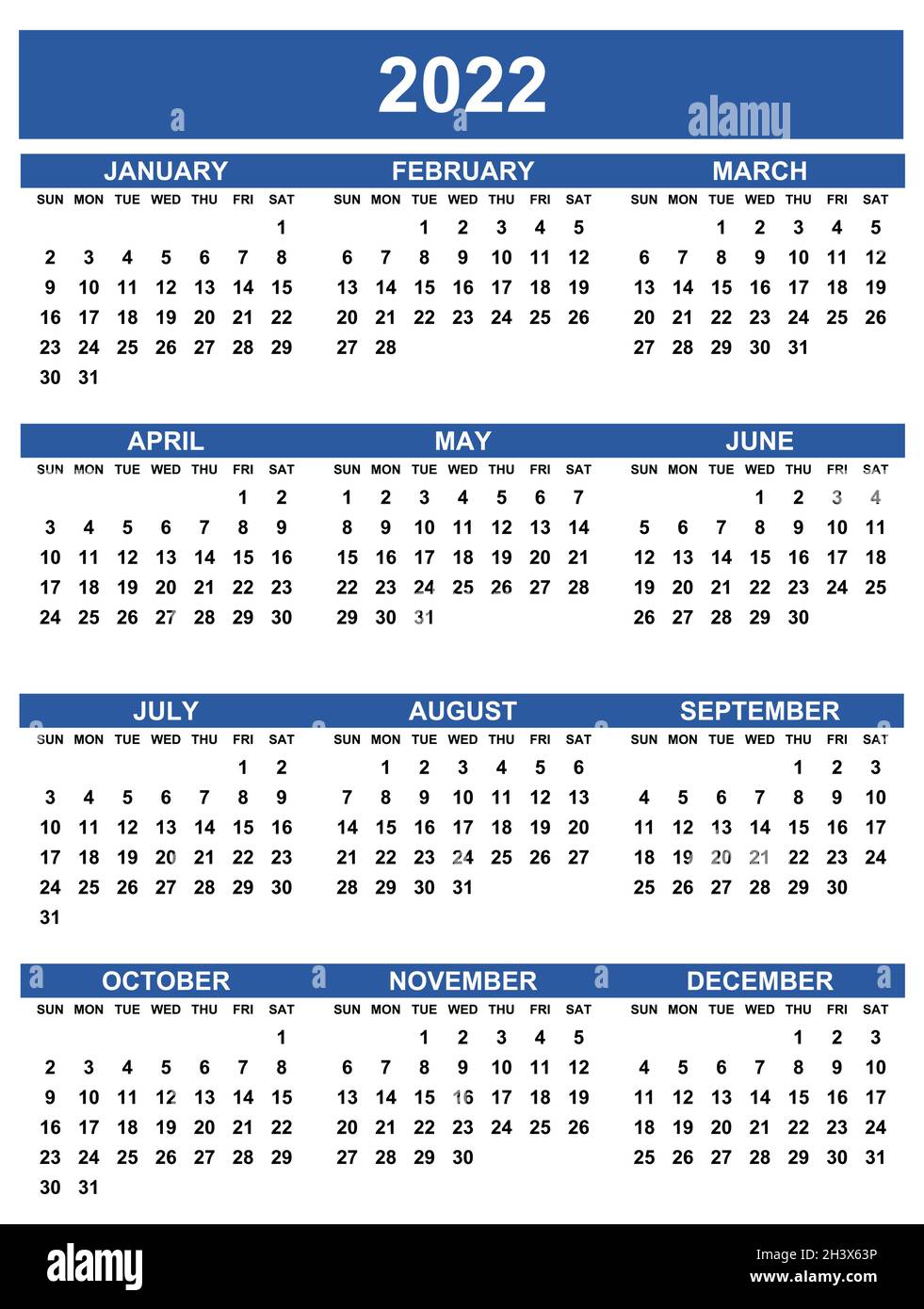 Edit Calendar 2022 Editable Vector Calendar For Year 2022 Sundays First, Easy To Edit And Use  Stock Vector Image & Art - Alamy