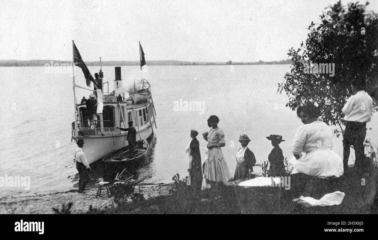 Boat at Pete's Point, Mossy Point, New South Wales, Australia,1909. Stock Photo
