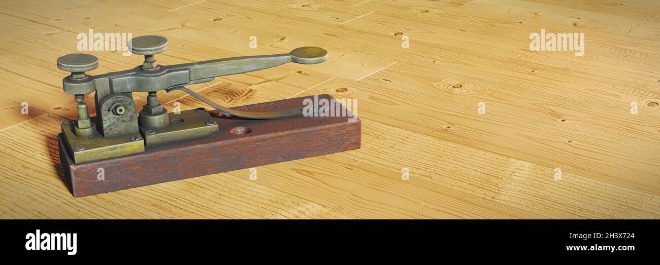 vintage morse telegraph key, background banner Stock Photo - Alamy