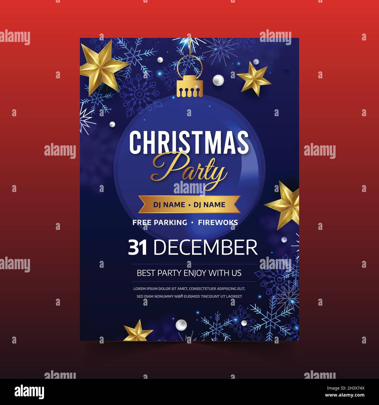 realistic new year 2022 party flyer template vector design illustration ...