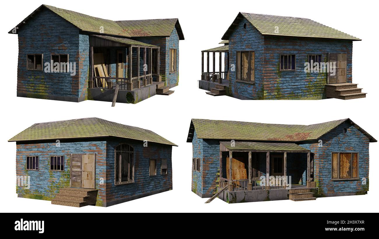 old abandoned house from different angles Stock Photo