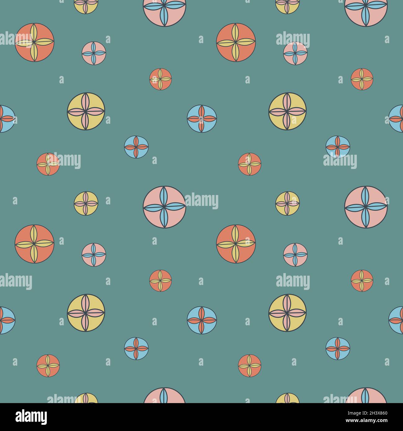 Seamless pattern with colourful stylized Christmas bubbles. Stock Vector