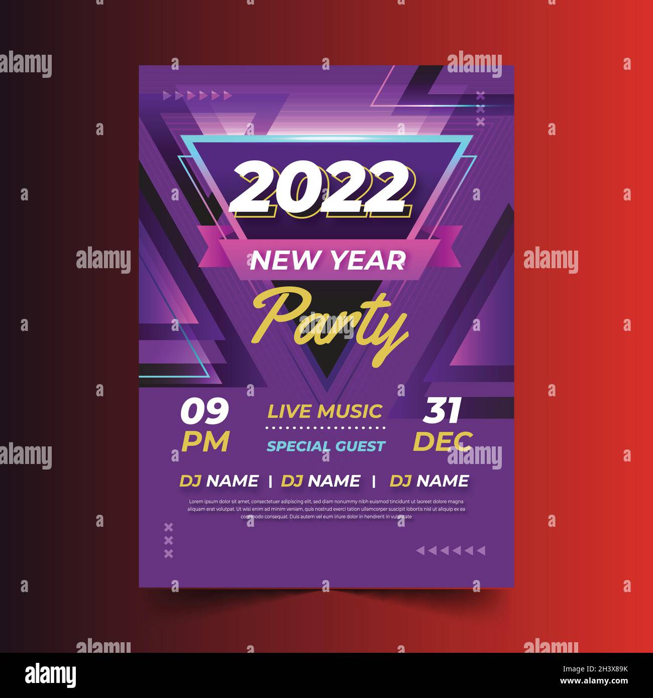 flat new year 2022 party flyer template vector design illustration ...