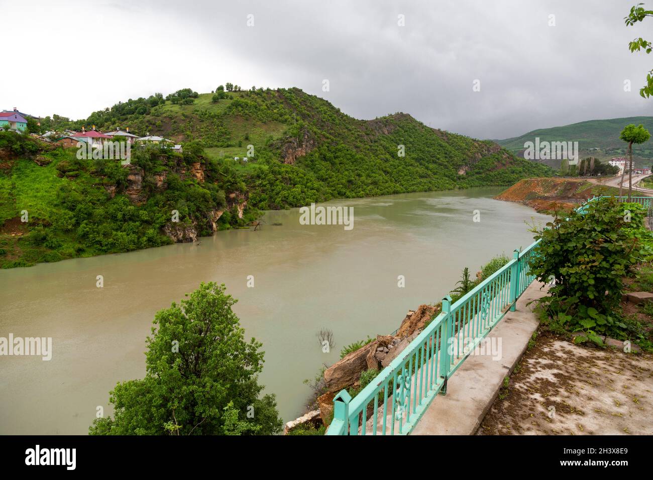 Landscape of Munzur river and Munzur Mountains in Tunceli city in eastern Turkey. Stock Photo