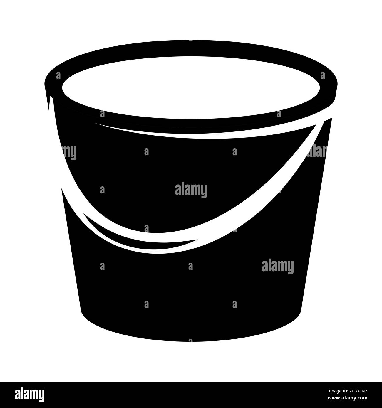 Bucket icon housekeeping cleaning tool. Black symbol isolated on white background. Vector illustration. Stock Vector