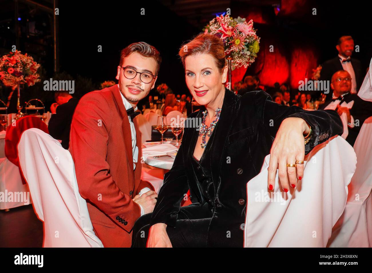 Leipzig, Germany. 30th Oct, 2021. Alexa Maria Surholt and Arthur Suholt are seated at the 26th Leipzig Opera Ball under the motto 'Freude schöner Götter'. Due to the Corona pandemic, the event had to be cancelled last year. Credit: Gerald Matzka/dpa/Alamy Live News Stock Photo