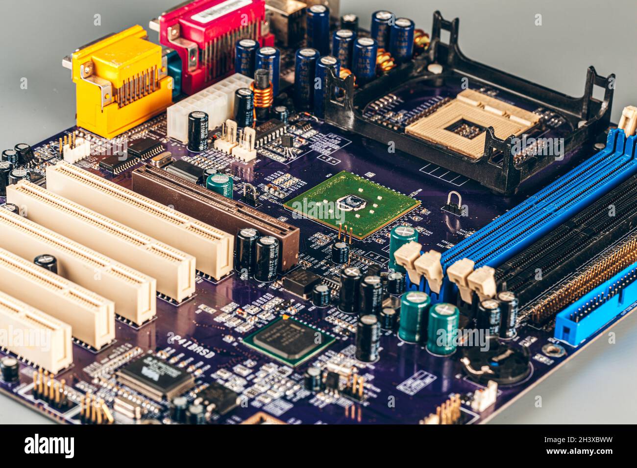 Computer electronic circuit board with processor close up Stock Photo ...