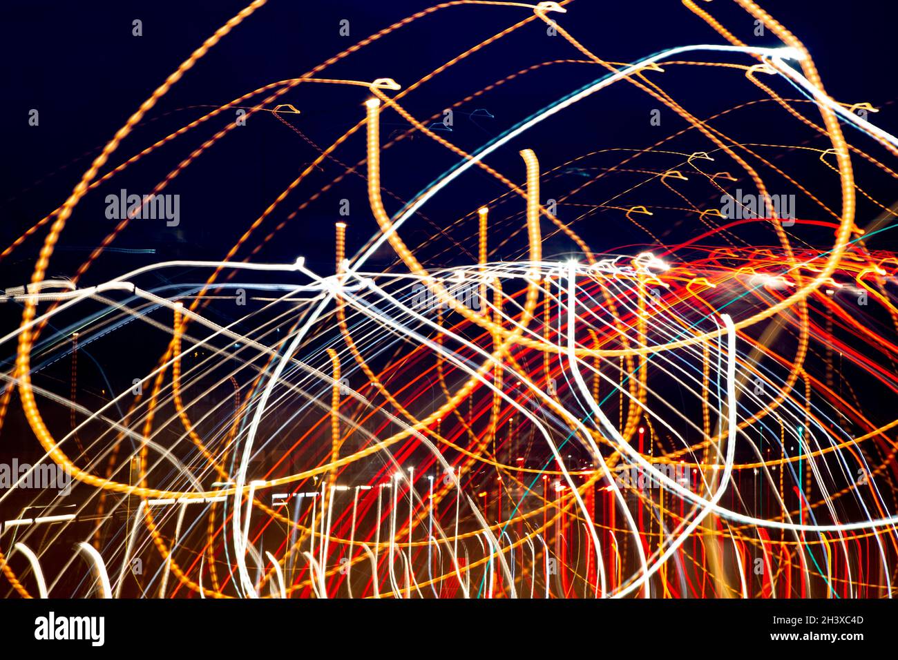 Long exposure photo with the theme of signal clutter, communication clutter, clutter, disorder. Stock Photo