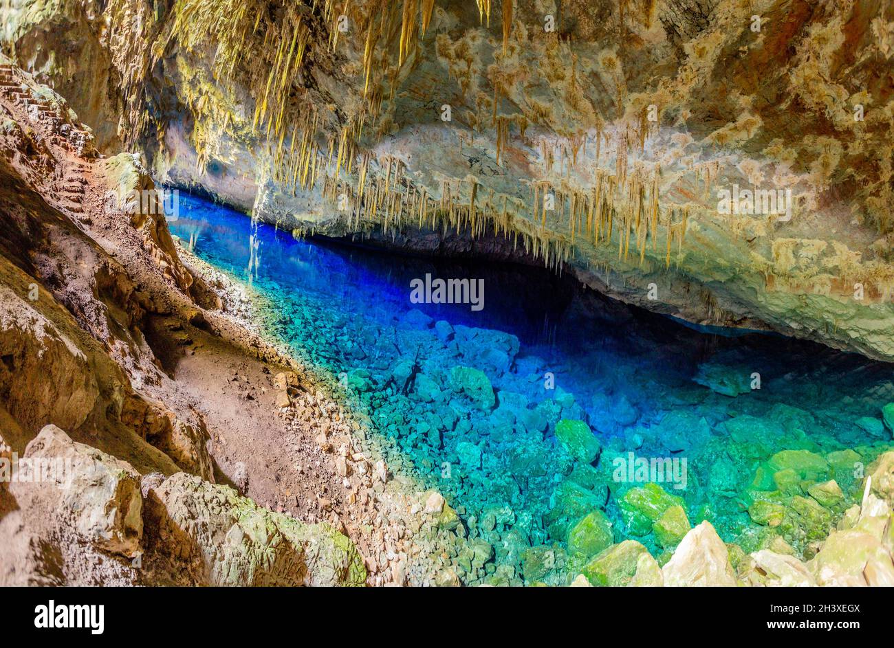 Abismo anhumas, cave with underground lake, Bonito national park, Mato Grosso Do Sul, Brazil Stock Photo