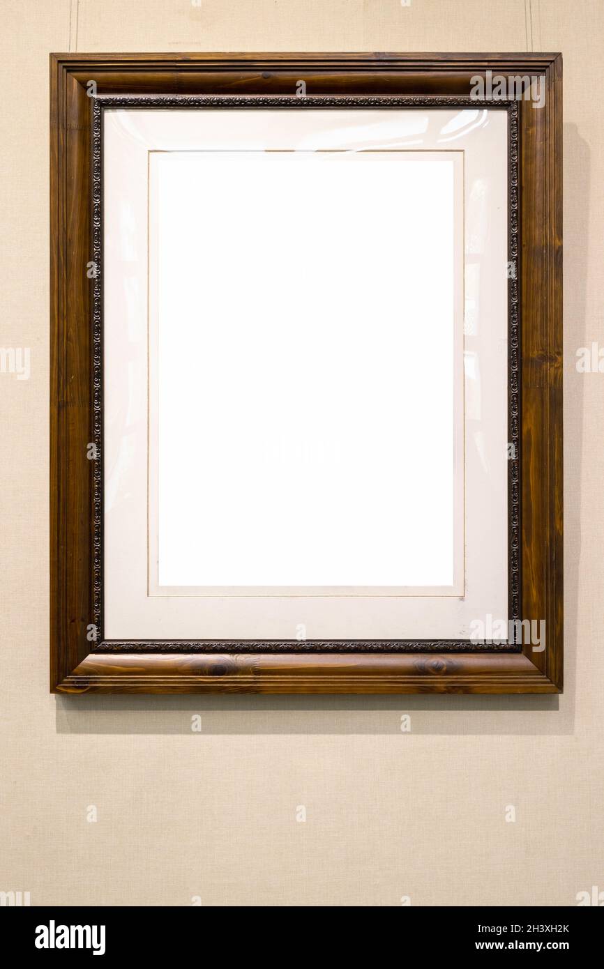 Blank wooden picture frame Stock Photo