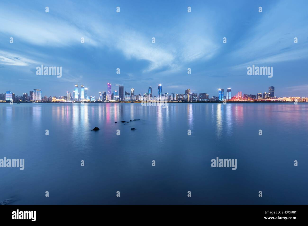 Nanchang skyline in nightfall Stock Photo