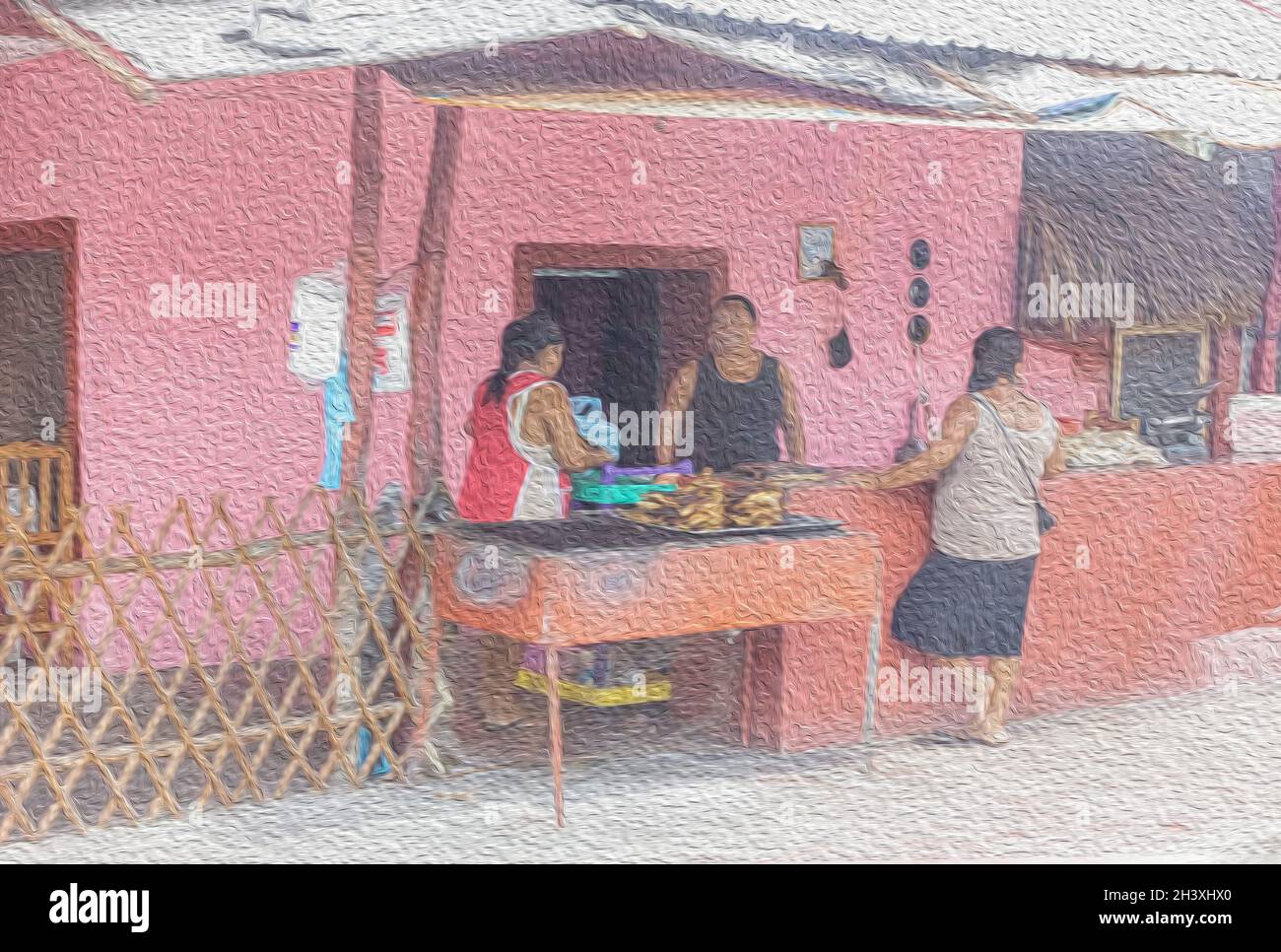 Rural women in Mexico at day picture effect in photoshop Stock Photo