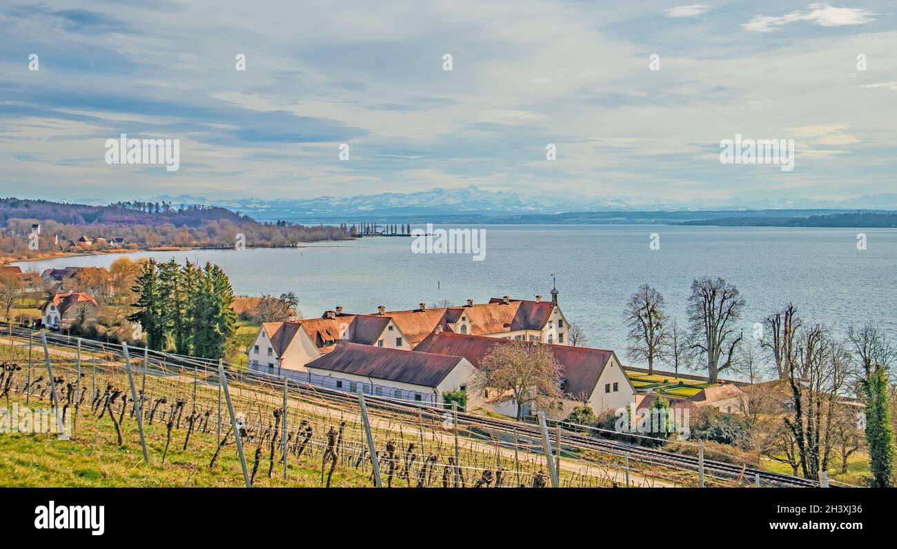 Alpine panorama, Birnau on Lake Constance Stock Photo