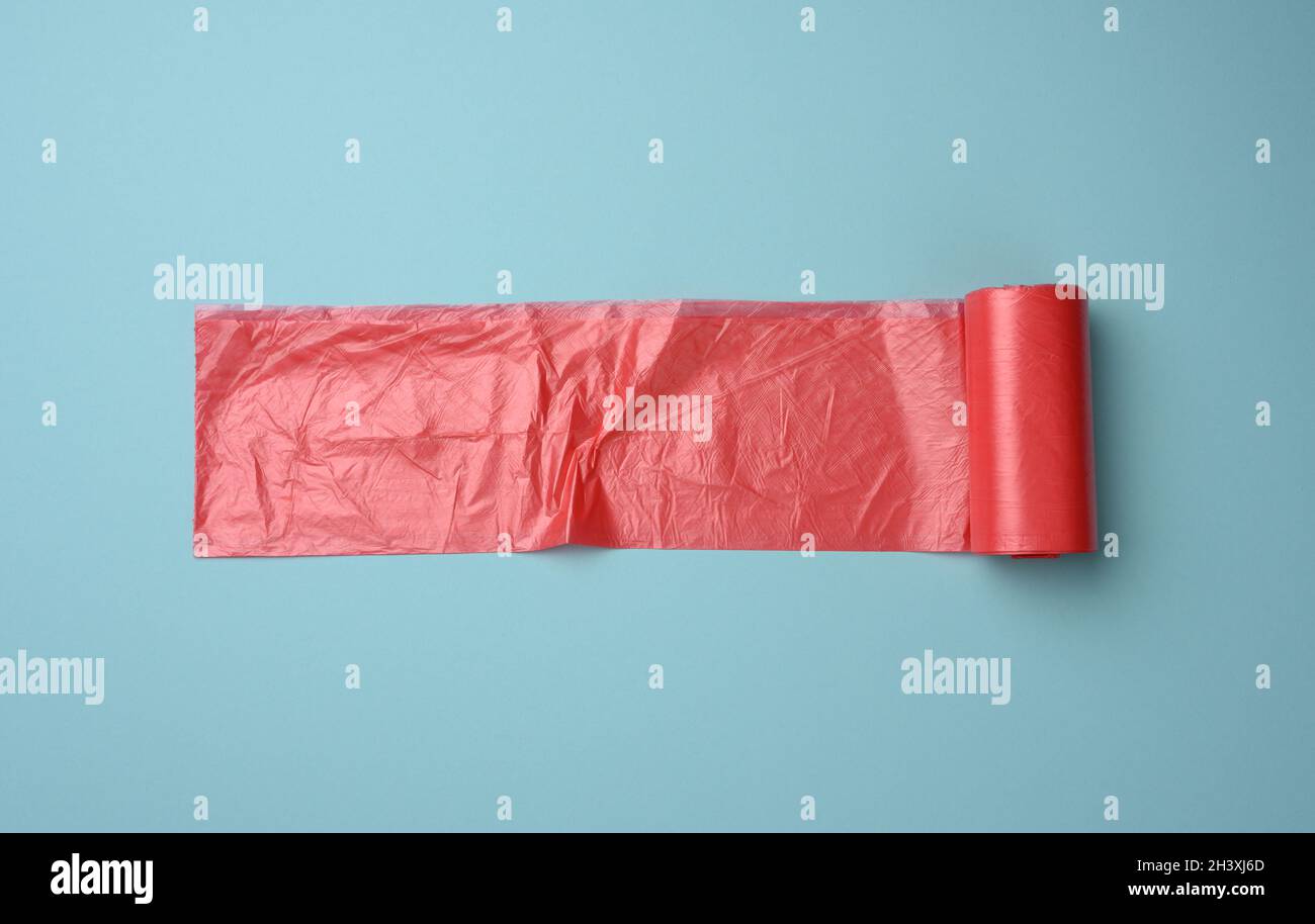 bag plastic waste red isolated on white background, red plastic