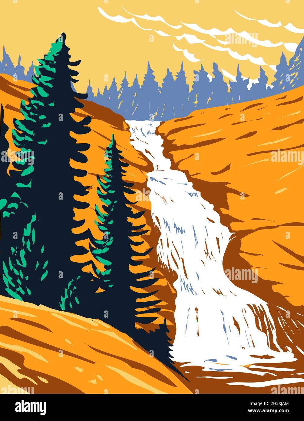 Chilnualna Falls On Chilnualna Creek In Sierra Nevada Within Yosemite National Park California Usa Wpa Poster Art Stock Photo Alamy Chilnualna Falls On Chilnualna Creek In Sierra Nevada Within Yosemite National Park California Usa Wpa Poster Art Stock Photo Alamy