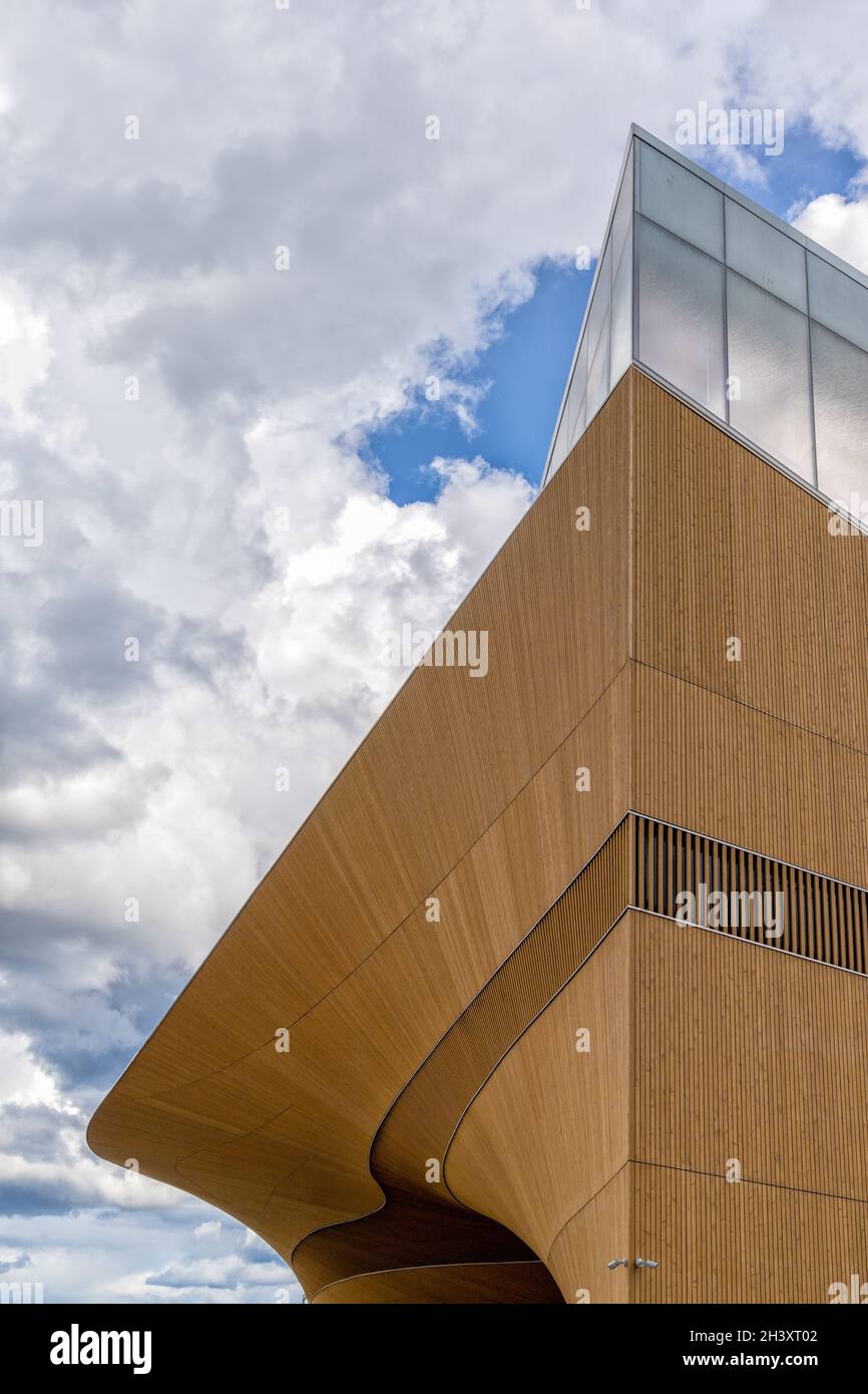 Vertical view of the modern architecture style of the Kiasma Art Musuem in Helsinki Stock Photo
