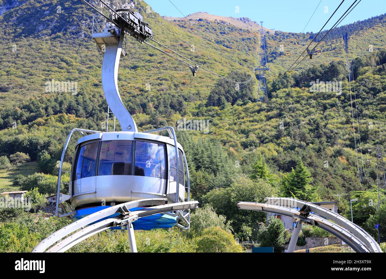 Cablecar from Malcesine to Monte Baldo. Top Station, ca. 1700m. Lake Garda, Italy, Europe. Stock Photo