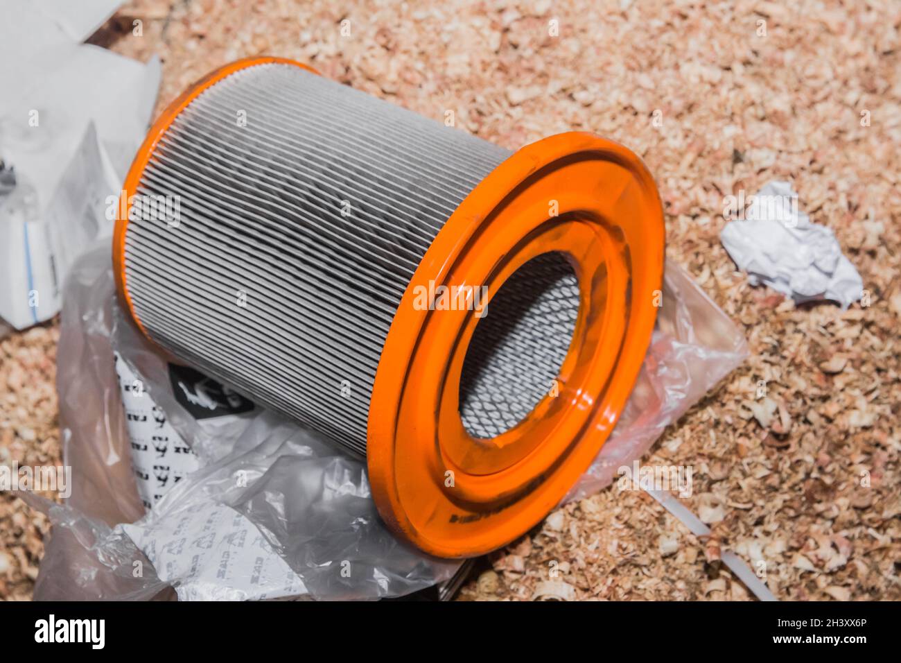 Old used oil or air filter recycling industry Stock Photo Alamy