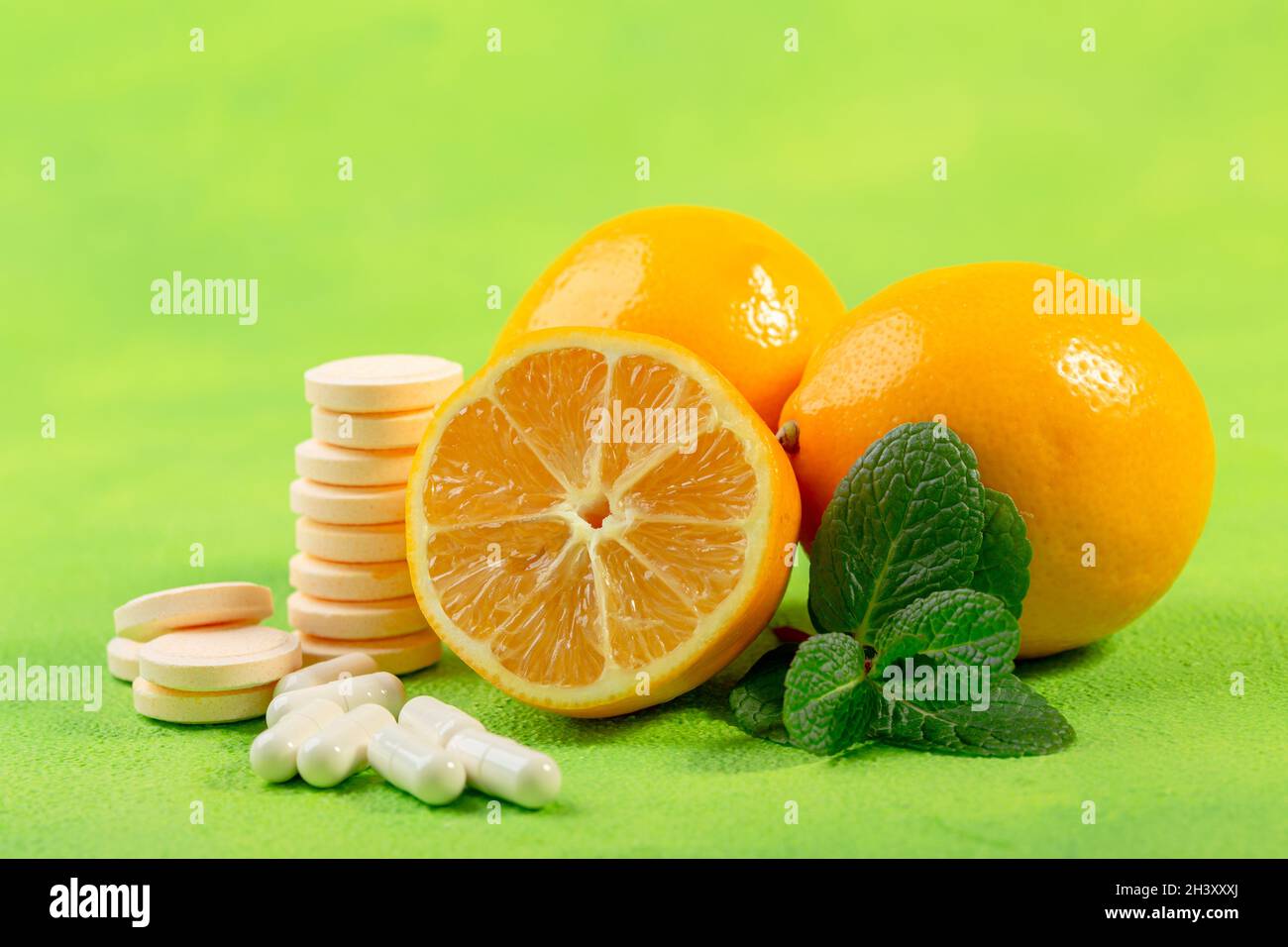 Healthy foods and medicine concept. Stock Photo