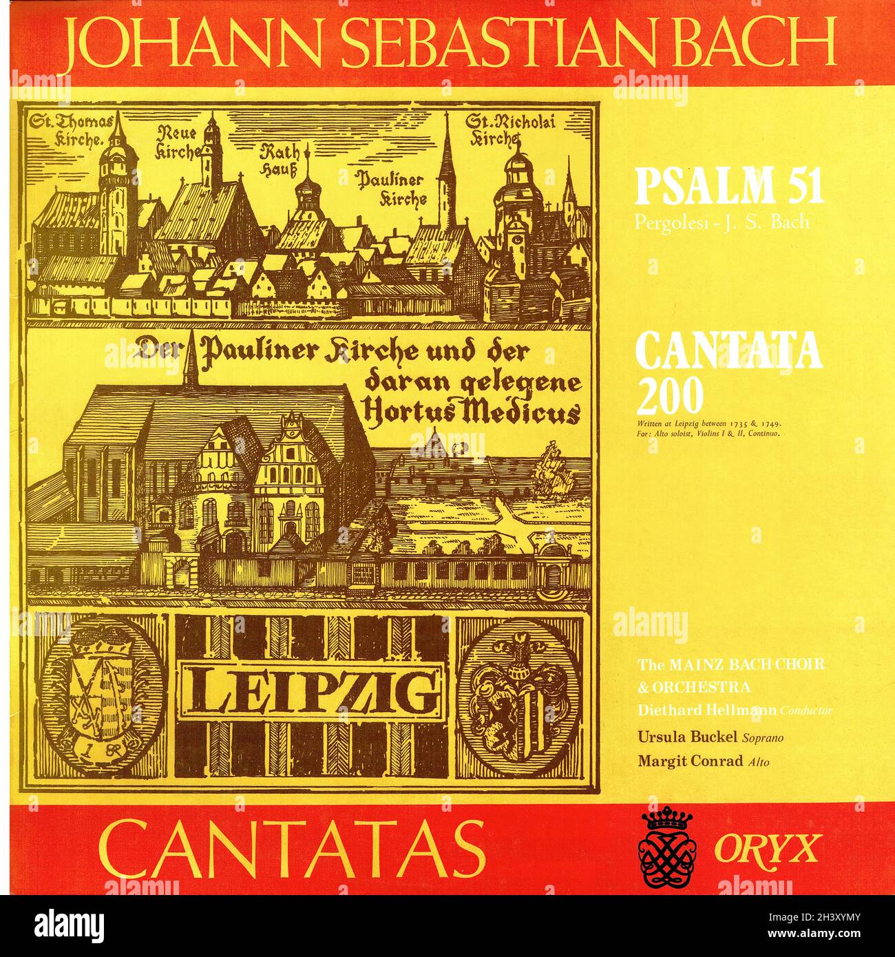 Bach Cantatas 119 â€¢ 129 - Hellmann Oryx 1 - Classical Music Vintage Vinyl Record Stock Photo