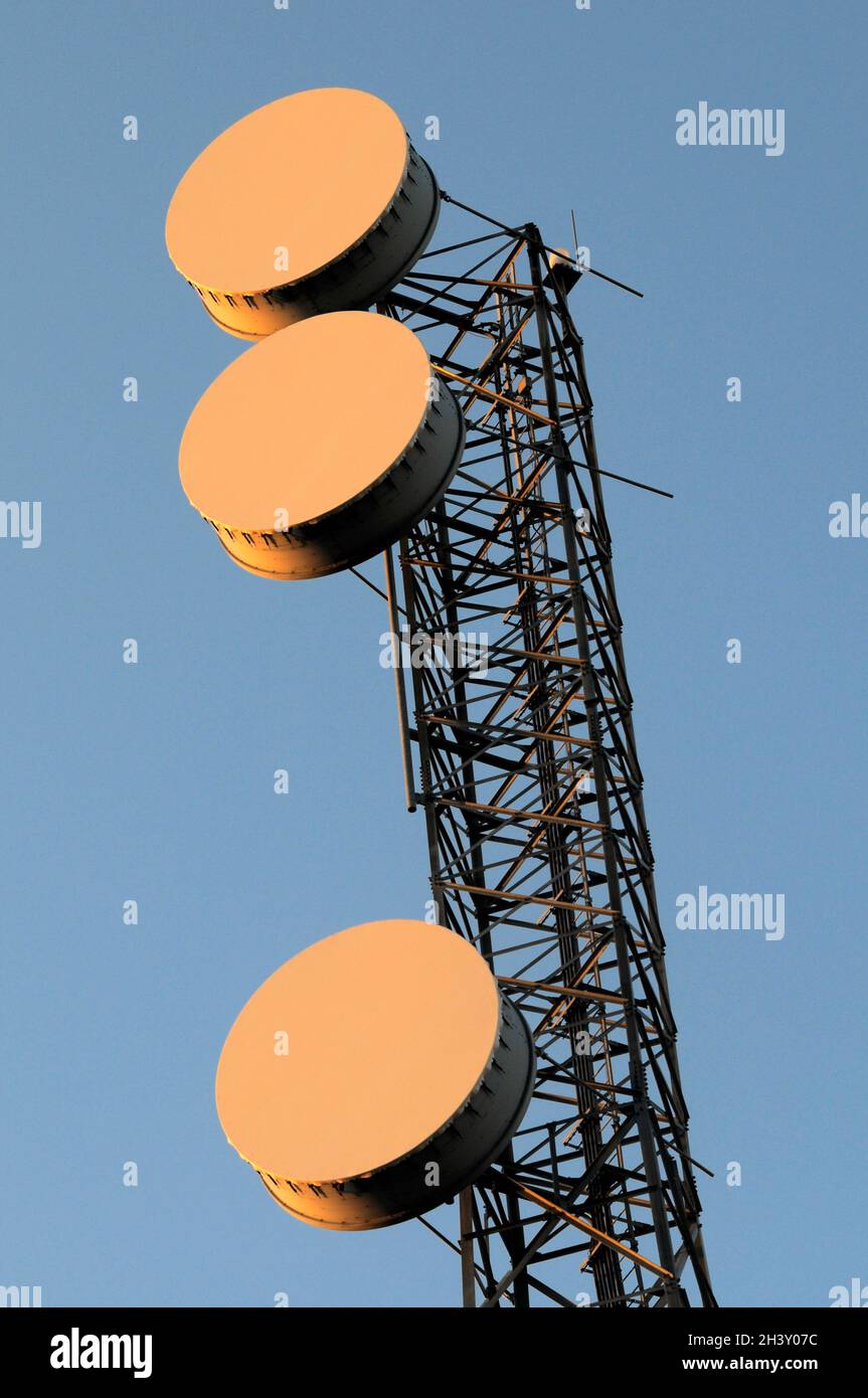 Microwave transmission antennae Stock Photo